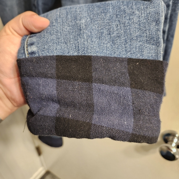 Blue plaid cuffed jeans - Picture 3 of 4